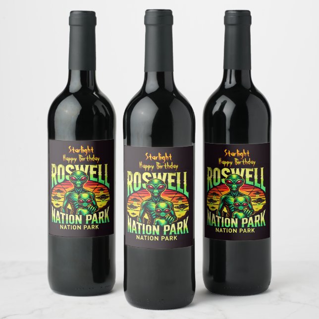 Étiquette Pour Bouteilles De Vin Explorez UFO Lore à Roswell! (Bouteilles)