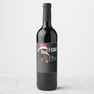 Étiquette Pour Bouteilles De Vin F-caw-f Corbeau Arbre de Noël Corbeau de Noël