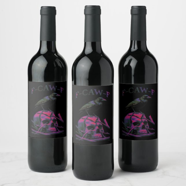 Étiquette Pour Bouteilles De Vin F-Caw-F Funny Black Crow Bird (Bouteilles)