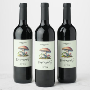 Étiquette Pour Bouteilles De Vin Fabrication de vin de grenouille sous un champigno