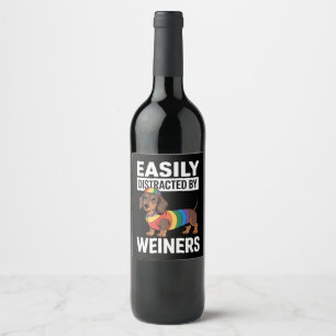 Étiquette Pour Bouteilles De Vin Facilement Distrait Par Weiners LGBTQ Rainbow Gay