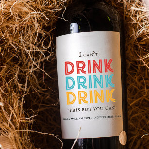 Étiquette Pour Bouteilles De Vin Faire-part bébé rétro vintage Je ne peux pas boi