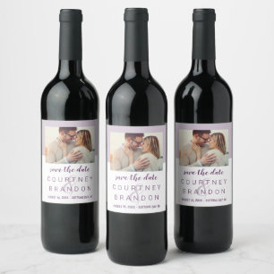 Étiquette Pour Bouteilles De Vin Faire part de mariage photo moderne lilas violet
