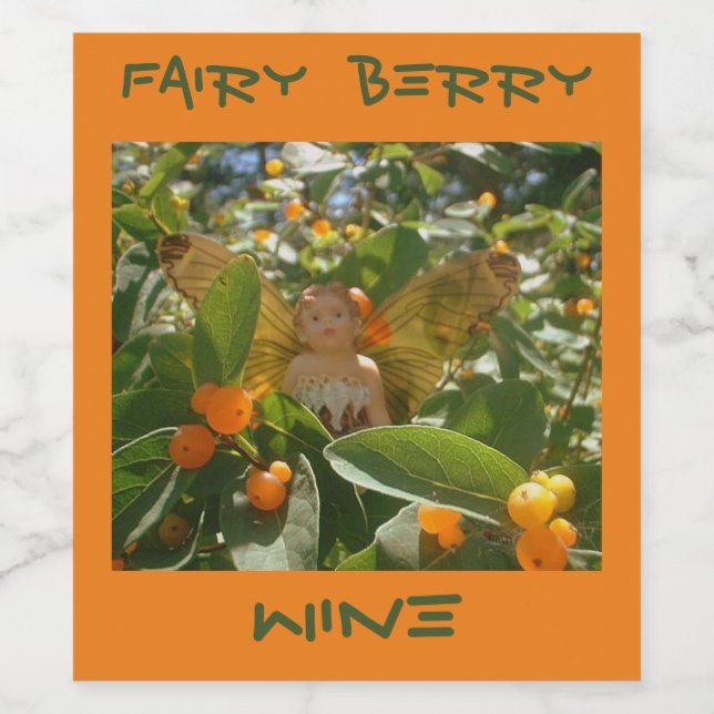 ÉTIQUETTE POUR BOUTEILLES DE VIN FAIRY BERRY WINE - (Étiquettes simples)