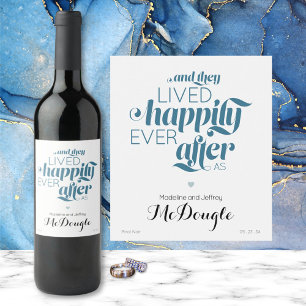 Étiquette Pour Bouteilles De Vin Fairy Tale Mariage Heureux Jamais Après Bleu