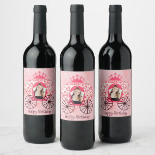 Étiquette Pour Bouteilles De Vin Fairytale Royal Princess Carriage Girl Anniversair