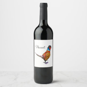 Étiquette Pour Bouteilles De Vin Faisan drôle dans le casquette
