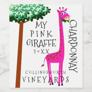 Étiquette Pour Bouteilles De Vin Fait maison drôle de girafe rose