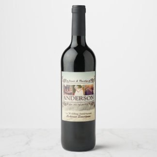 Étiquette Pour Bouteilles De Vin Faites votre propre hip Retro Instagram Couple Col