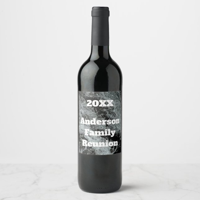 Étiquette Pour Bouteilles De Vin Famille Moderne Réunion Noir Blanc Eau Plante (Devant)