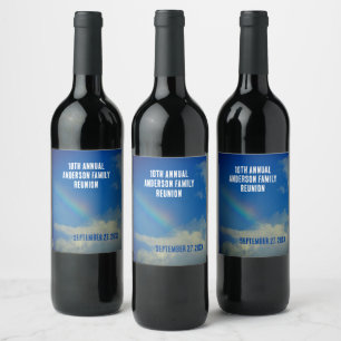 Étiquette Pour Bouteilles De Vin Famille Réunion Arc-en-ciel coloré été Picinic