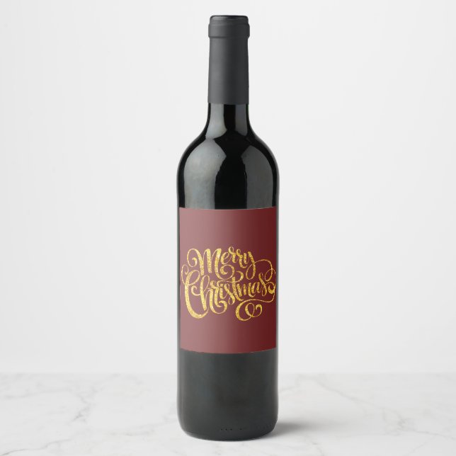Étiquette Pour Bouteilles De Vin Fancy Merry Christmas (Devant)