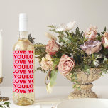 Étiquette Pour Bouteilles De Vin Fancy Romantic Rouge & Rose Amour Vous Motif<br><div class="desc">Fancy Romantic Rouge & Rose Amour Vous Motif</div>