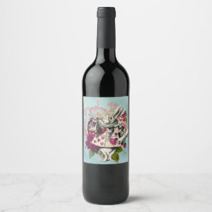 Étiquette Pour Bouteilles De Vin Fancy Wonderland White Rabbit