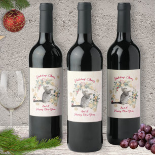 Étiquette Pour Bouteilles De Vin Fantaisie personnalisée Chat Botanique Fruits de N