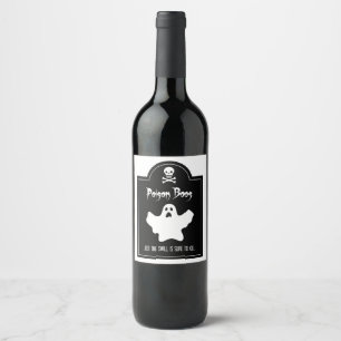 Étiquette Pour Bouteilles De Vin Fantôme d'Halloween noir et blanc