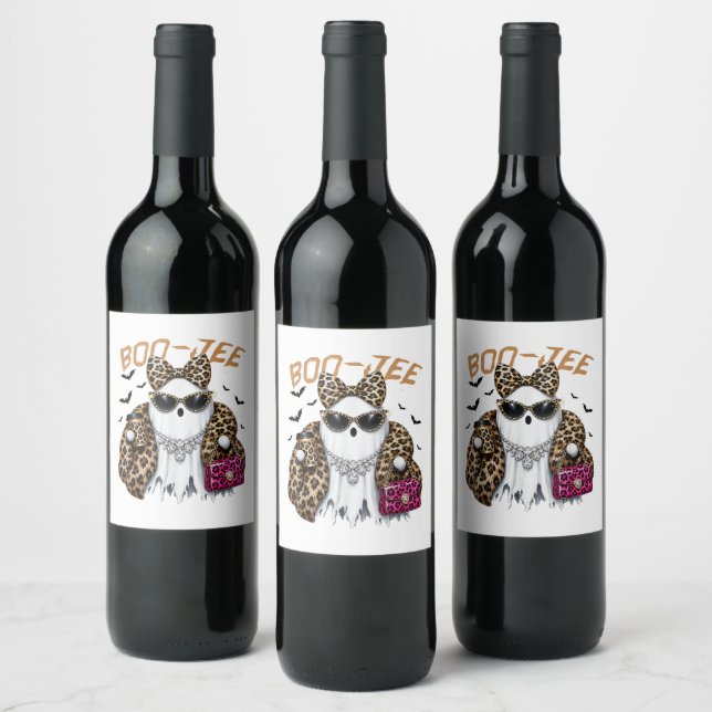 Étiquette Pour Bouteilles De Vin Fantôme Léopard Coquette Boo-JEE Halloween (Bouteilles)