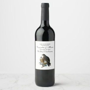 Étiquette Pour Bouteilles De Vin Faucons stylisés vintage sur une branche