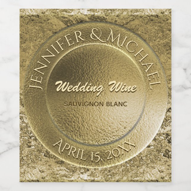 Étiquette Pour Bouteilles De Vin Faux Gold Foil Étiquette à vin personnalisé (Étiquettes simples)