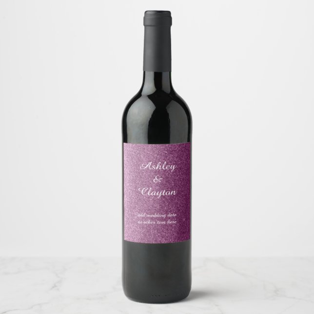 Étiquette Pour Bouteilles De Vin Faux Paillettes Élégance Violette (Devant)