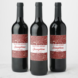Étiquette Pour Bouteilles De Vin Faux Parties scintillant Rouge Texture Look Et Tex