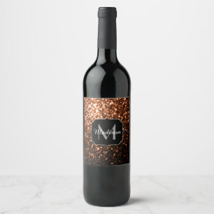 Étiquette Pour Bouteilles De Vin Faux reflets de cuivre brun bronze scintillent Mon