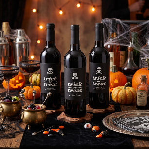 Étiquette Pour Bouteilles De Vin Faveur de fête Halloween Crâne et Os