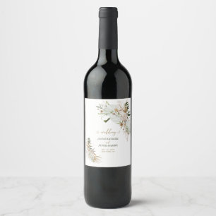 Étiquette Pour Bouteilles De Vin Faveur de mariage botanique boho vert et or