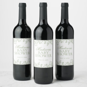 Étiquette Pour Bouteilles De Vin Faveurs de Baby Shower Floral Vintage Chinoiserie