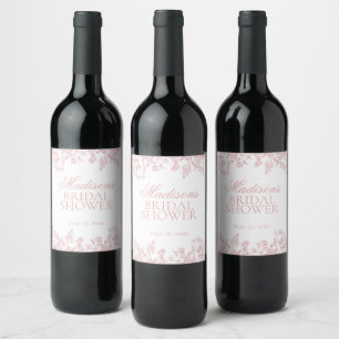 Étiquette Pour Bouteilles De Vin Faveurs de mariage fleuries en chinoiserie rose