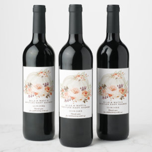 Étiquette Pour Bouteilles De Vin Favori de Baby Shower de couples de citrouille d'a