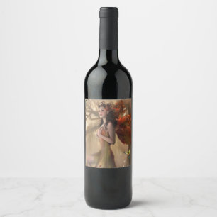 Étiquette Pour Bouteilles De Vin Fée de Beltane aux papillons