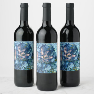 Étiquette Pour Bouteilles De Vin Fée de givre vue d'un hiver saphir