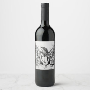 Étiquette Pour Bouteilles De Vin fée noire et blanche d'imaginaire, artiste
