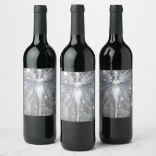 Étiquette Pour Bouteilles De Vin Fée Surrealiste Vintage Peinte en Blanc avec Étinc