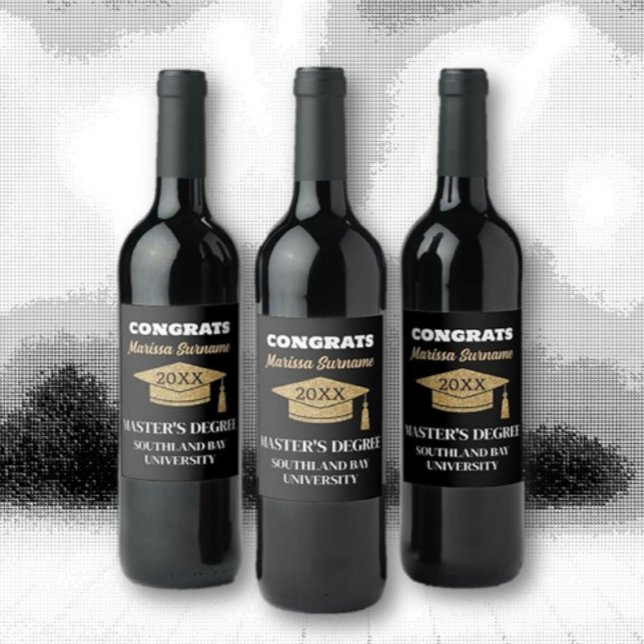 Étiquette Pour Bouteilles De Vin Félicitations à la maîtrise ! Boisson (Créateur téléchargé)