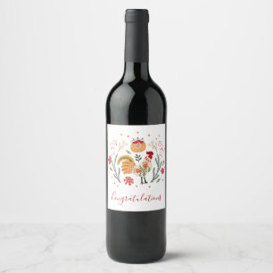 Étiquette Pour Bouteilles De Vin Félicitations Coq d'Art Populaire