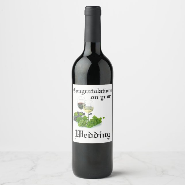 Étiquette Pour Bouteilles De Vin Félicitations Étiquette de vin Mariage (Devant)