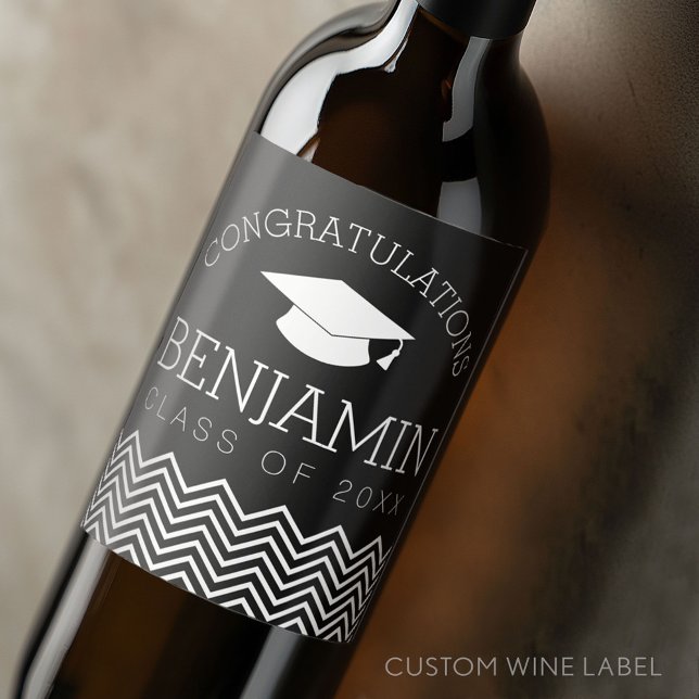 Étiquette Pour Bouteilles De Vin Félicitations Graduate Graduate Graduate PEUT MODI (Custom Wine Bottle Label - Personalize a Sticker for a fun gift or memento)