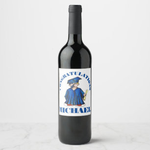 Étiquette Pour Bouteilles De Vin Félicitations Graduation Boy Graduate Casquette Go