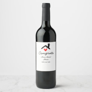 Étiquette Pour Bouteilles De Vin Félicitations nouveau propriétaire immobilier inau