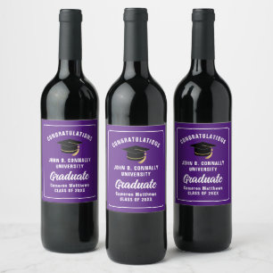 Étiquette Pour Bouteilles De Vin Félicitations Personnalisées Purple