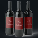Étiquette Pour Bouteilles De Vin Feliz Navidad Christmas Festive Rouge<br><div class="desc">Feliz Navidad Christmas festa étiquette de boisson rouge,  avec élégante typographie en écriture blanche. Idéal pour célébrer et souhaiter à tous un Joyeux Noël en espagnol!</div>