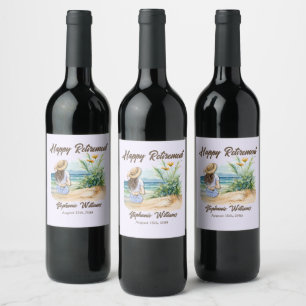 Étiquette Pour Bouteilles De Vin Femmes Retraite Plage Thème Élégante Femme