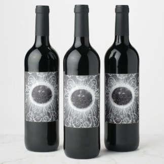 Étiquette Pour Bouteilles De Vin Fenêtre cosmique peinte surréaliste