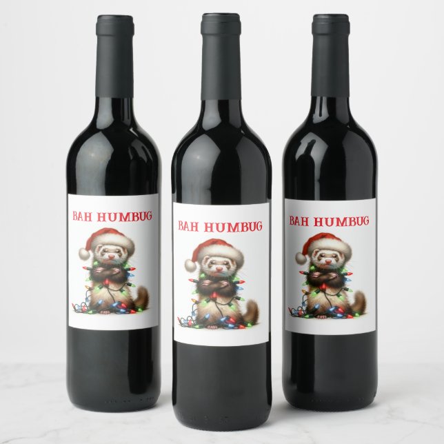 Étiquette Pour Bouteilles De Vin Ferret de Noël pour le malheur (Bouteilles)