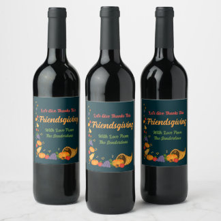 Étiquette Pour Bouteilles De Vin Festif Colorful Cornucopia Friendsgiving Party