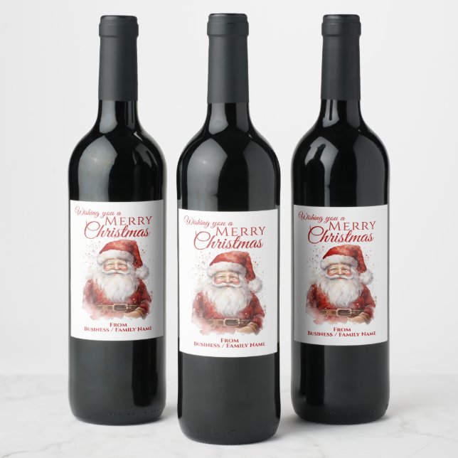 Étiquette Pour Bouteilles De Vin Festive Père Noël Joyeux Noël (Bouteilles)