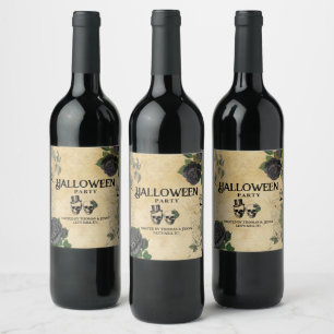 Étiquette Pour Bouteilles De Vin Fête annuelle d'Halloween pour adultes crânes goth