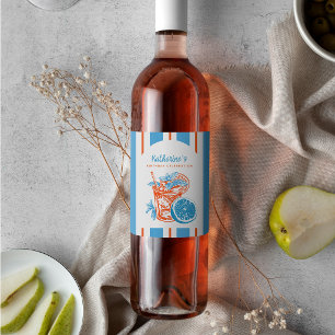 Étiquette Pour Bouteilles De Vin Fête d'anniversaire Cocktail rayures Bleu Orange E
